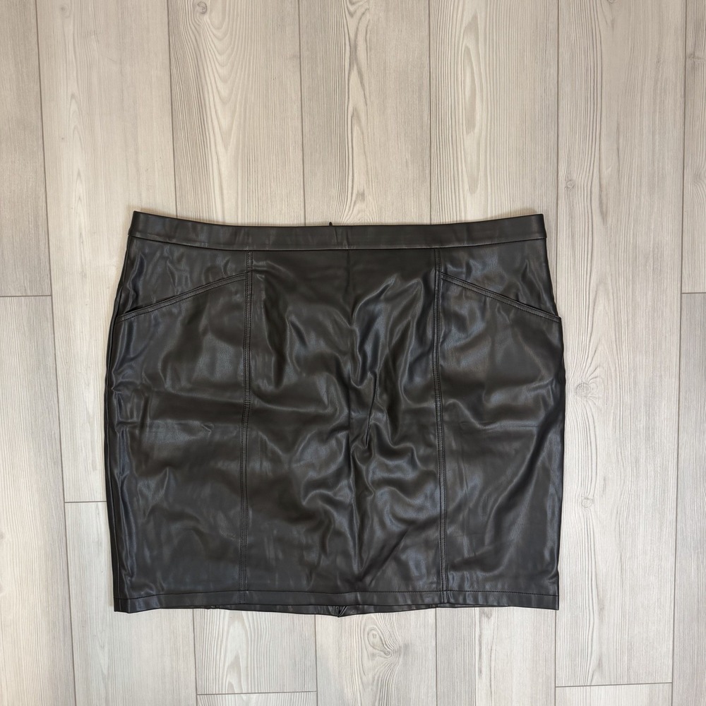 Dennis By Dennis Basso Womens 3X Fauxβ Leather Pencil Skirt Black Mini